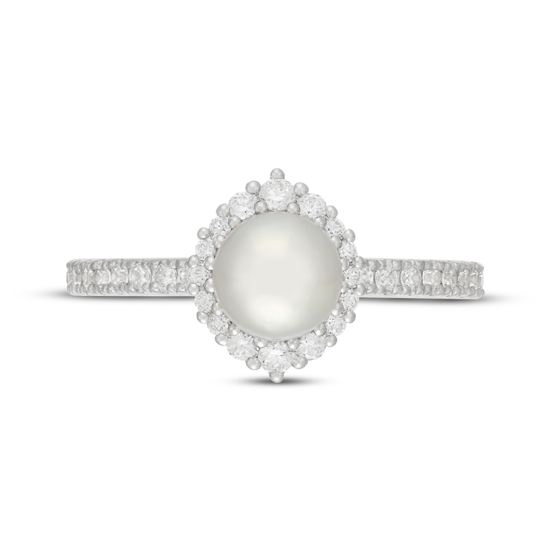 Main Image 3 of Neil Lane Cultured Akoya Pearl & Diamond Halo Engagement Ring 3/8 ct tw 14K White Gold