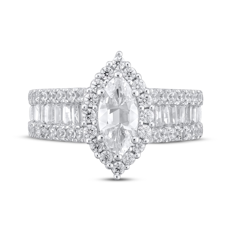 Main Image 3 of Marquise-Cut Diamond Halo Engagement Ring 1-7/8 ct tw 14K White Gold