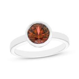 Garnet Solitaire Bezel-Set Ring Sterling Silver