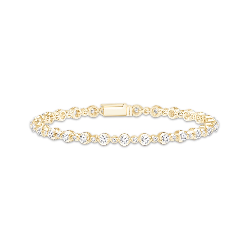 Main Image 1 of Diamond Alternating Size Link Bracelet 2-1/2 ct tw 10K Yellow Gold 7.25&quot;