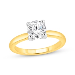 Lab-Grown Diamonds by KAY Round-Cut Solitaire Engagement Ring 1-1/2 ct tw 14K Yellow Gold (F/SI2)