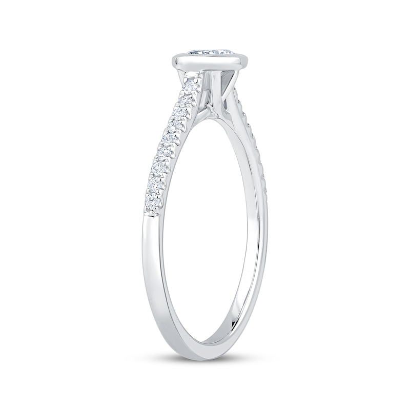 Main Image 2 of East West Oval-Cut Diamond Bezel-Set Engagement Ring 5/8 ct tw 14K White Gold