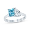 Thumbnail Image 0 of Monique Lhuillier Bliss Blue & White Lab-Grown Diamond Two-Stone Engagement Ring 1-3/4 ct tw 18K White Gold