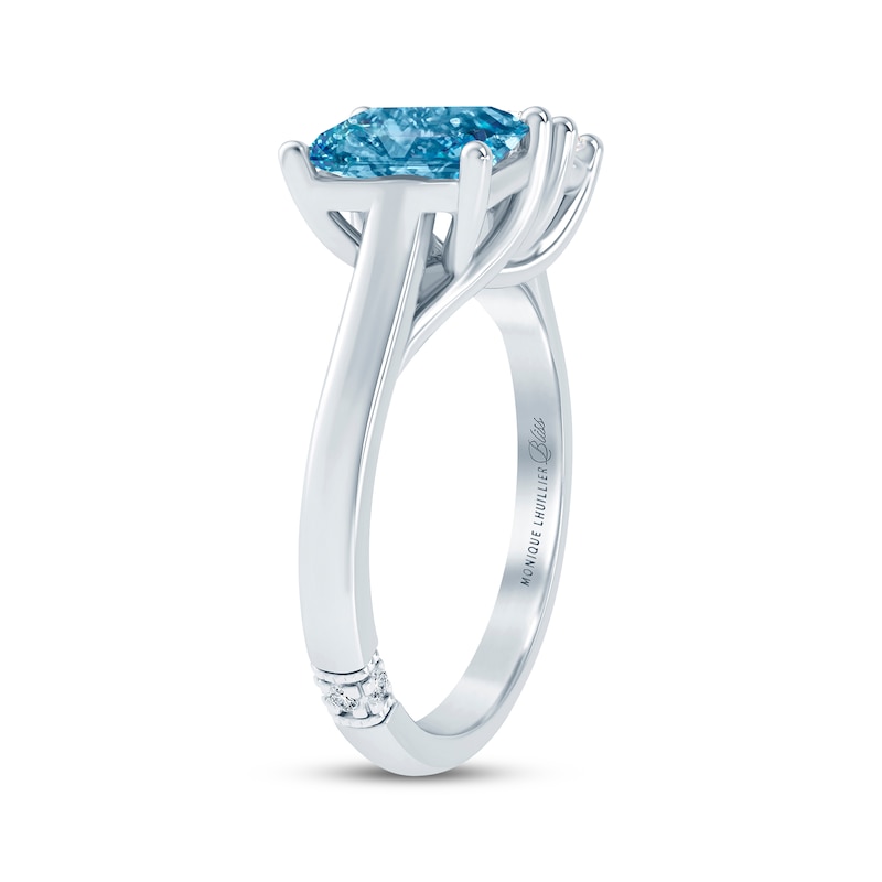 Monique Lhuillier Bliss Blue & White Lab-Grown Diamond Two-Stone Engagement Ring 1-3/4 ct tw 18K White Gold