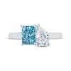 Thumbnail Image 3 of Monique Lhuillier Bliss Blue & White Lab-Grown Diamond Two-Stone Engagement Ring 1-3/4 ct tw 18K White Gold