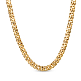 Curb Chain Necklace 9.3mm Hollow 14K Yellow Gold 22&quot;