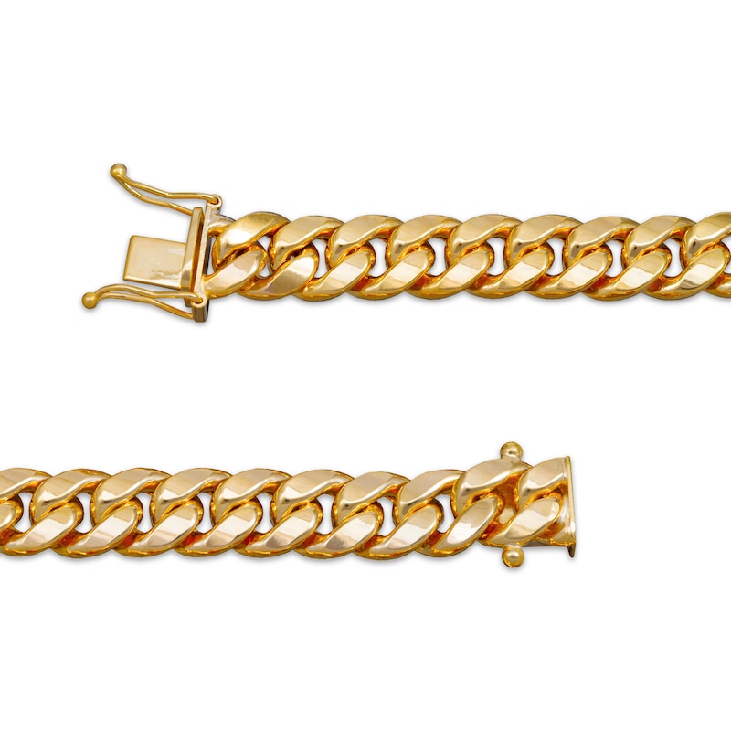 Hollow Curb Chain Necklace 9.3mm 14K Yellow Gold 22"