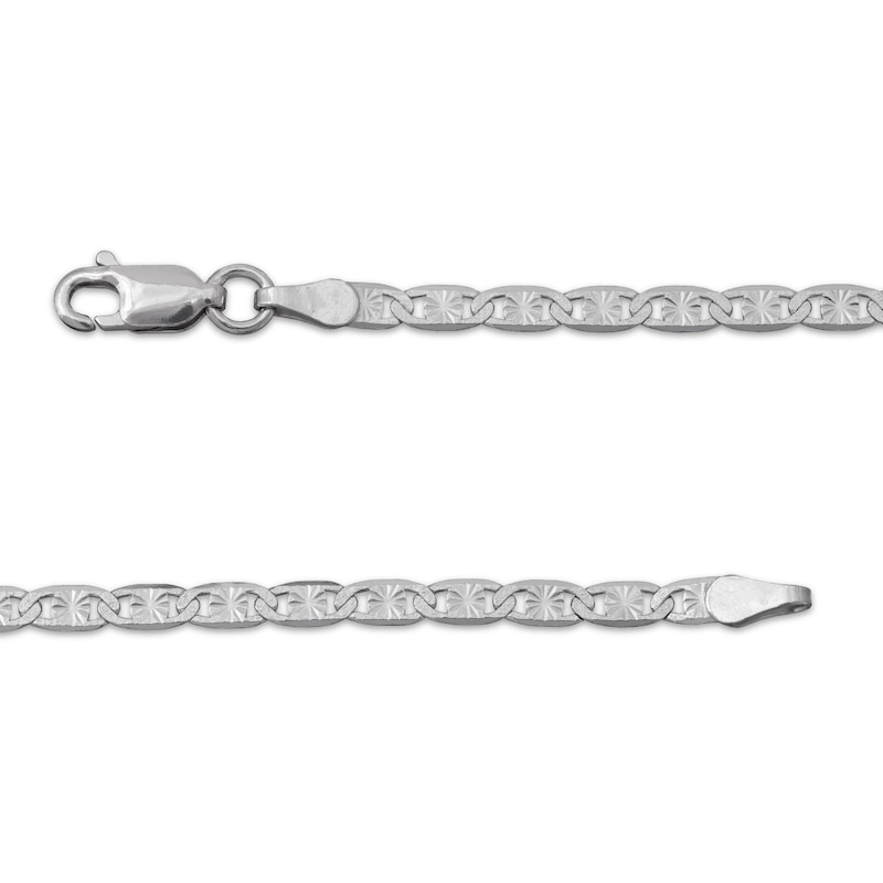 Main Image 4 of Solid Diamond-Cut Valentino Chain Necklace 3mm Sterling Silver 18&quot;