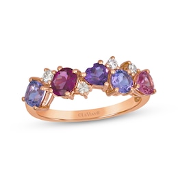 Le Vian Pretty in Pink Rhodolite Garnet, Amethyst & Pink Tourmaline Ring 1/8 ct tw Diamonds 14K Strawberry Gold