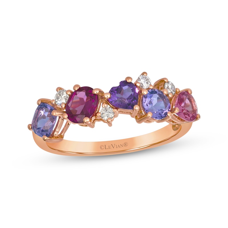 Main Image 1 of Le Vian Pretty in Pink Rhodolite Garnet, Amethyst & Pink Tourmaline Ring 1/8 ct tw Diamonds 14K Strawberry Gold