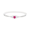 Thumbnail Image 1 of Heart-Shaped Lab-Created Ruby & White Lab-Created Sapphire Bangle Bracelet Sterling Silver