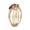 Thumbnail Image 2 of Oval-Cut Natural Ruby & Diamond Crossover Ring 1/15 ct tw 10K Yellow Gold