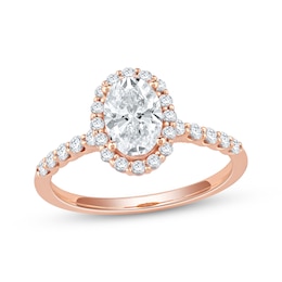 Now + Forever Lab-Grown Diamonds Oval-Cut Halo Engagement Ring 1-1/2 ct tw 14K Rose Gold