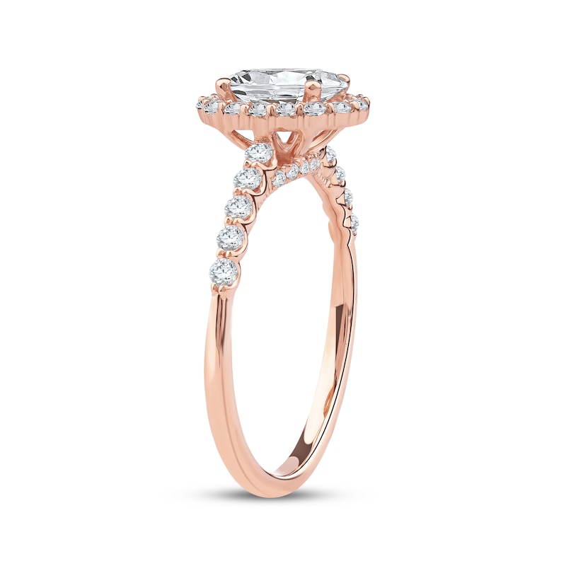 Main Image 2 of Lab-Grown Diamonds by KAY Oval-Cut Halo Engagement Ring 1-1/2 ct tw 14K Rose Gold