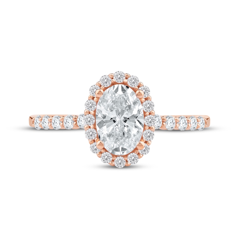 Main Image 3 of Lab-Grown Diamonds by KAY Oval-Cut Halo Engagement Ring 1-1/2 ct tw 14K Rose Gold