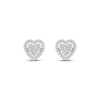 Thumbnail Image 2 of Multi-Diamond Heart Halo Stud Earrings 1/5 ct tw 10K White Gold