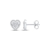 Thumbnail Image 3 of Multi-Diamond Heart Halo Stud Earrings 1/5 ct tw 10K White Gold