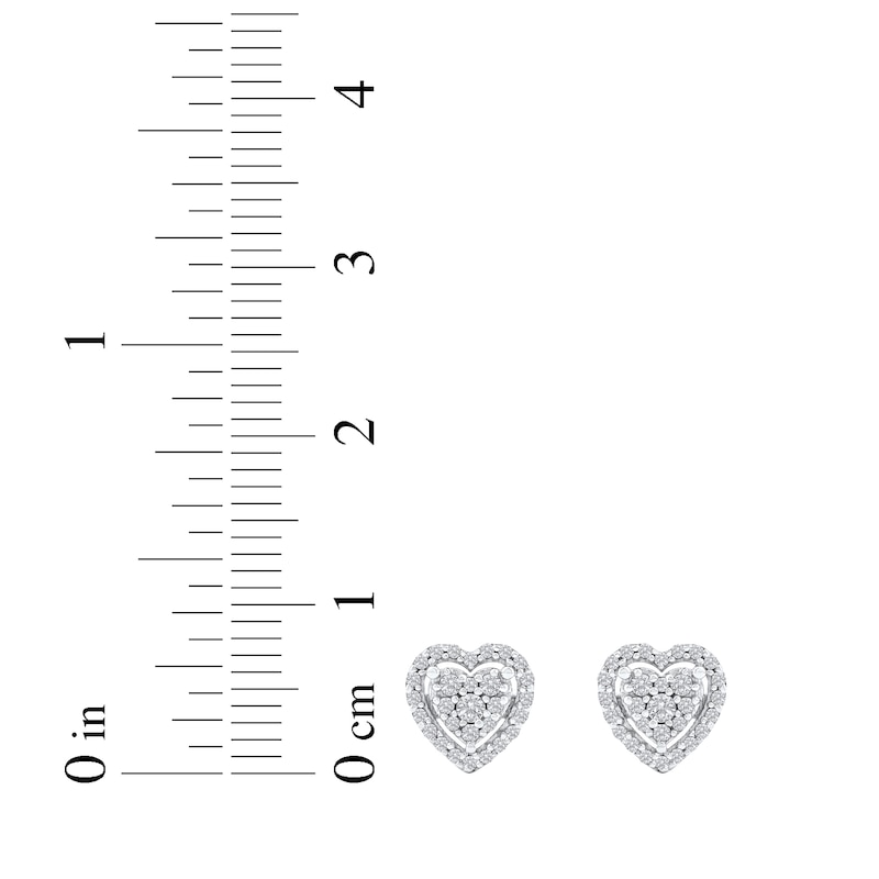 Main Image 5 of Multi-Diamond Heart Halo Stud Earrings 1/5 ct tw 10K White Gold