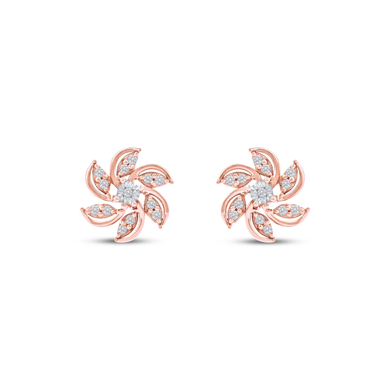 Main Image 2 of Diamond Pinwheel Stud Earrings 1/8 ct tw 10K Rose Gold