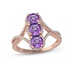 Thumbnail Image 1 of Amethyst & Diamond 3-Stone Ring 1/5 ct tw 10K Rose Gold