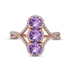 Thumbnail Image 3 of Amethyst & Diamond 3-Stone Ring 1/5 ct tw 10K Rose Gold