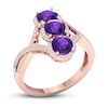 Thumbnail Image 4 of Amethyst & Diamond 3-Stone Ring 1/5 ct tw 10K Rose Gold