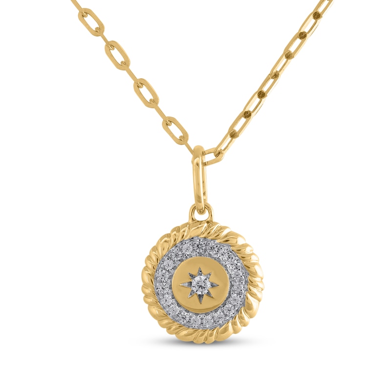 Main Image 1 of STUDIO BY KAY Diamond Medallion Necklace 1/10 ct tw 10K Yellow Gold 18&quot;