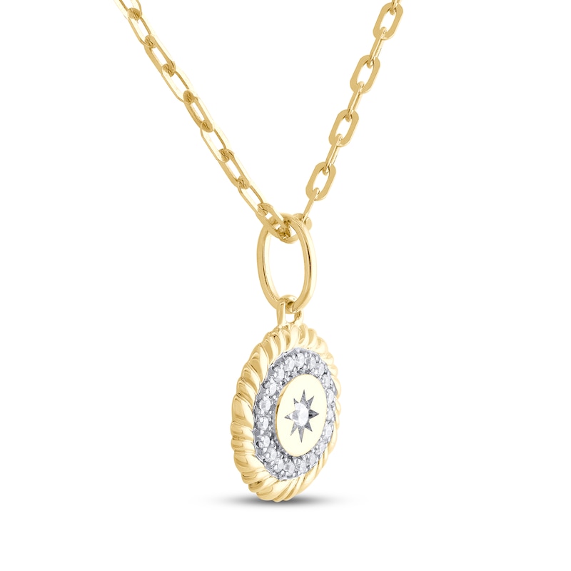 Main Image 2 of STUDIO BY KAY Diamond Medallion Necklace 1/10 ct tw 10K Yellow Gold 18&quot;