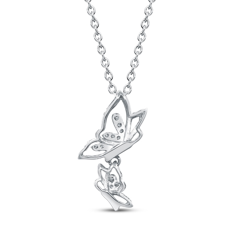 Main Image 3 of Diamond Butterflies Necklace 1/15 ct tw Sterling Silver 18&quot;