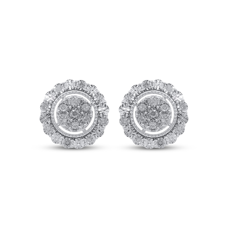 Main Image 2 of Multi-Diamond Halo Stud Earrings 1/4 ct tw Sterling Silver