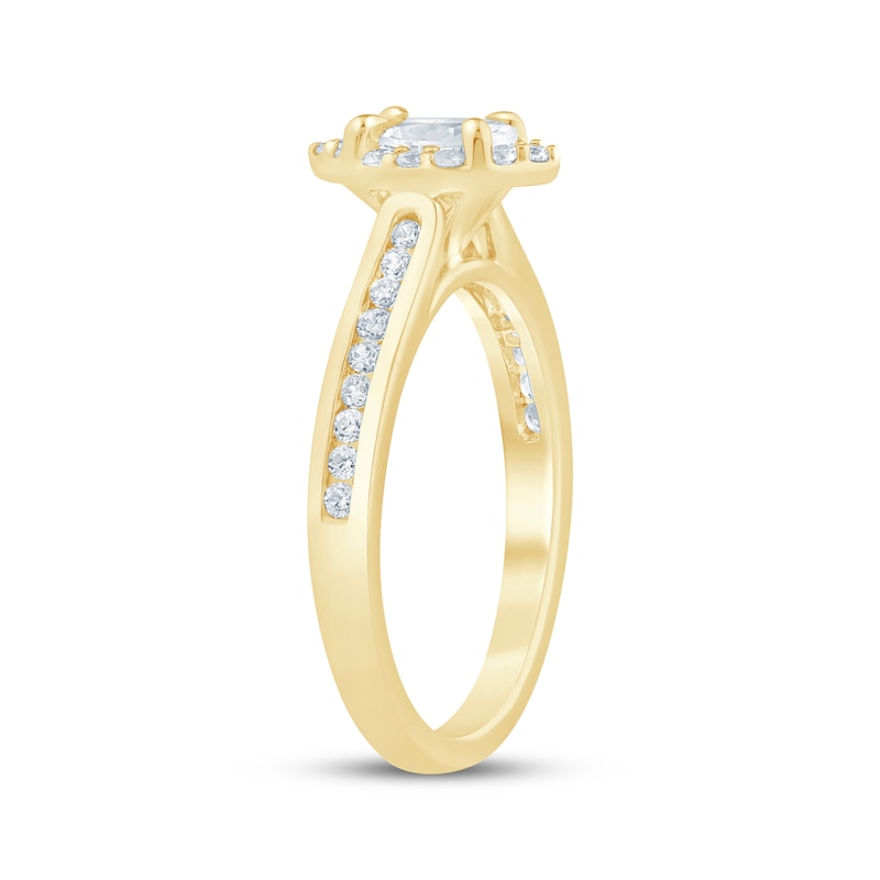 Main Image 2 of Lab-Grown Diamonds by KAY Marquise-Cut Halo Engagement Ring 1/2 ct tw 14K Yellow Gold