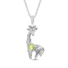 Thumbnail Image 1 of Peridot & White Lab-Created Sapphire Giraffe Necklace Sterling Silver 18&quot;