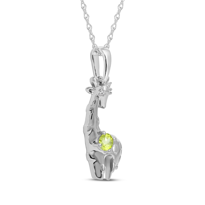 Main Image 2 of Peridot & White Lab-Created Sapphire Giraffe Necklace Sterling Silver 18&quot;