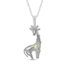 Thumbnail Image 3 of Peridot & White Lab-Created Sapphire Giraffe Necklace Sterling Silver 18&quot;