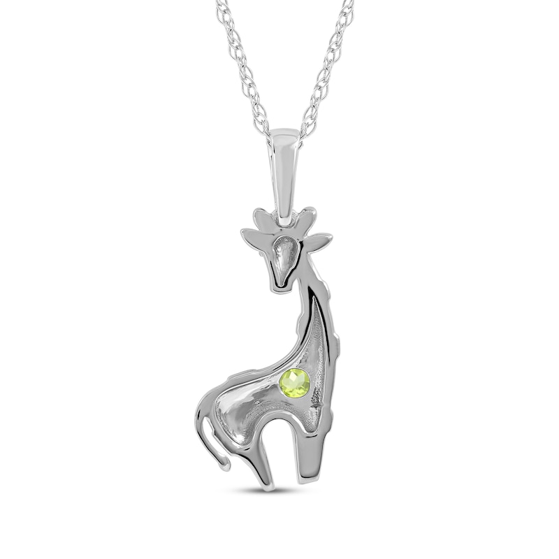 Main Image 3 of Peridot & White Lab-Created Sapphire Giraffe Necklace Sterling Silver 18&quot;