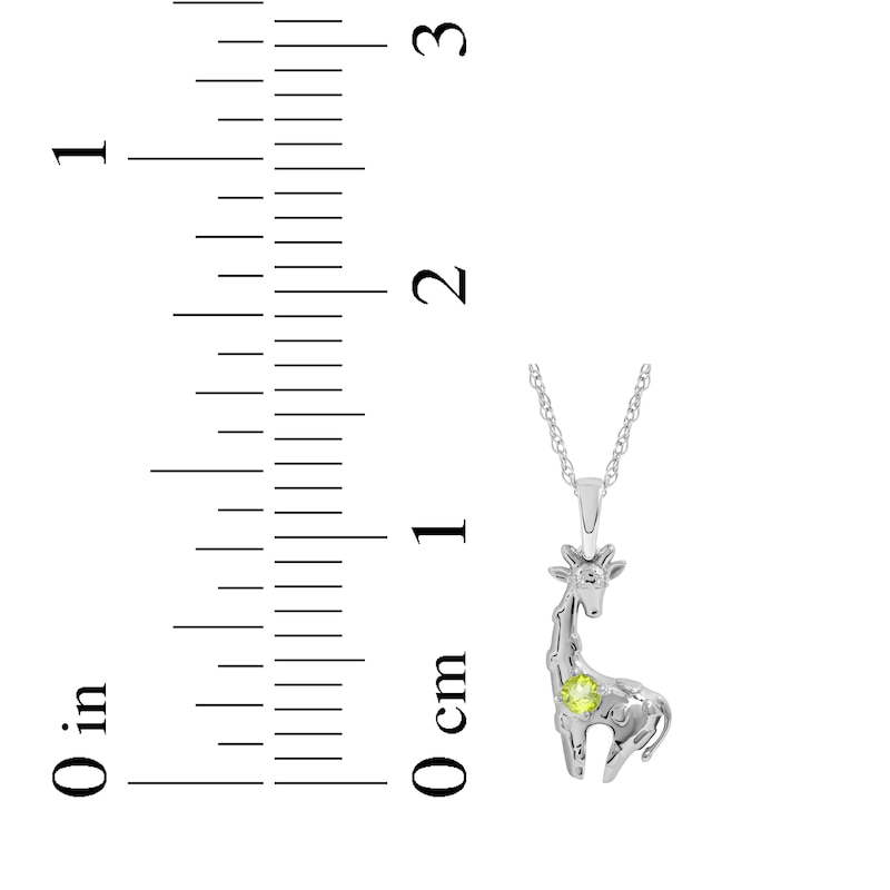 Main Image 5 of Peridot & White Lab-Created Sapphire Giraffe Necklace Sterling Silver 18&quot;