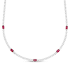 Thumbnail Image 1 of Octagon-Cut Lab-Created Ruby Station Curb Chain Necklace Sterling Silver 15.8&quot;