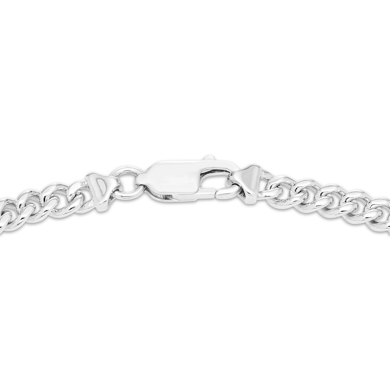 Main Image 2 of Octagon-Cut Lab-Created Ruby Station Curb Chain Necklace Sterling Silver 15.8&quot;