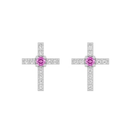 Children's Color Stone Cross Earrings