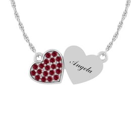 Children's Birthstone Hearts Necklace (1 Stone and Line)