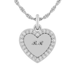 Children's Heart with White Sapphire Necklace (1 Initial)