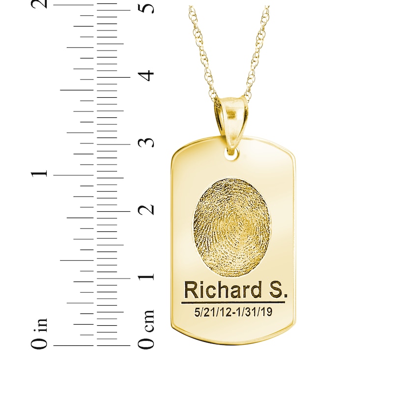 Main Image 4 of Dog Tag Fingerprint Necklace 10K Yellow Gold (1 Name, 1 Date and 2 Lines)