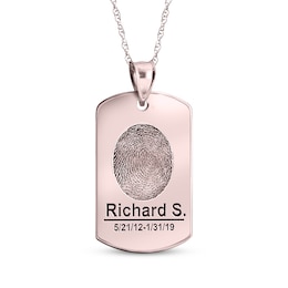 Dog Tag Fingerprint Necklace 10K Rose Gold (1 Name, 1 Date and 2 Lines)