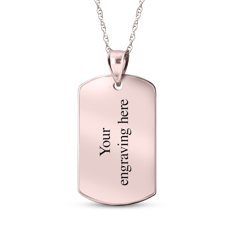 Main Image 2 of Dog Tag Fingerprint Necklace 10K Rose Gold (1 Name, 1 Date and 2 Lines)