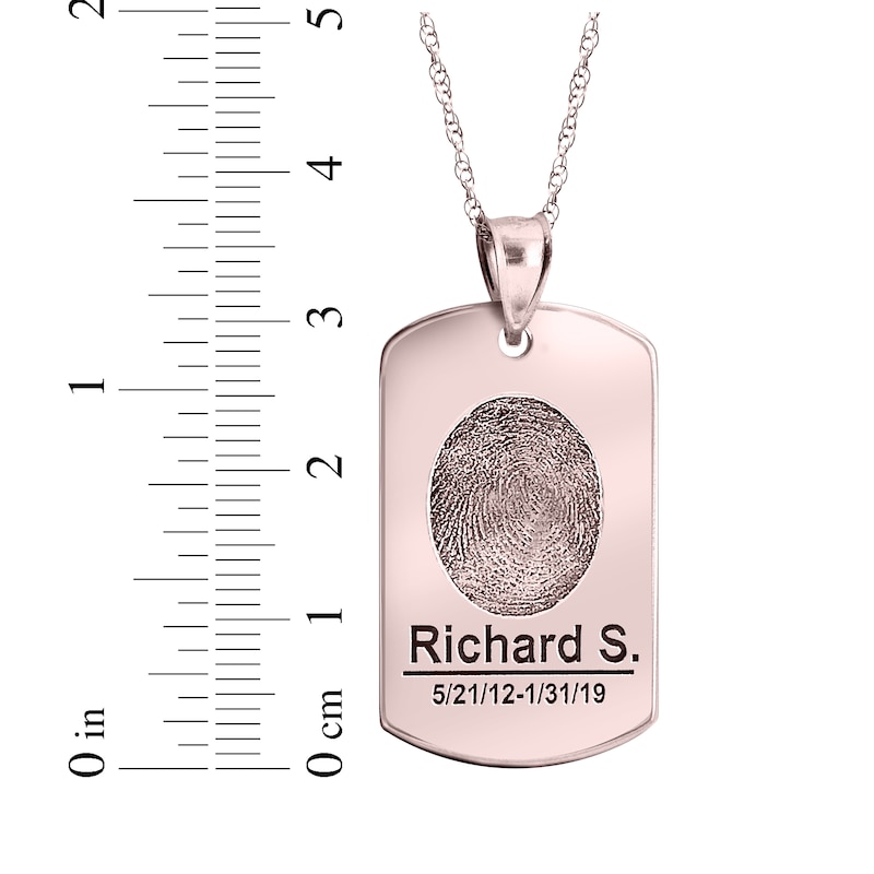 Main Image 4 of Dog Tag Fingerprint Necklace 10K Rose Gold (1 Name, 1 Date and 2 Lines)