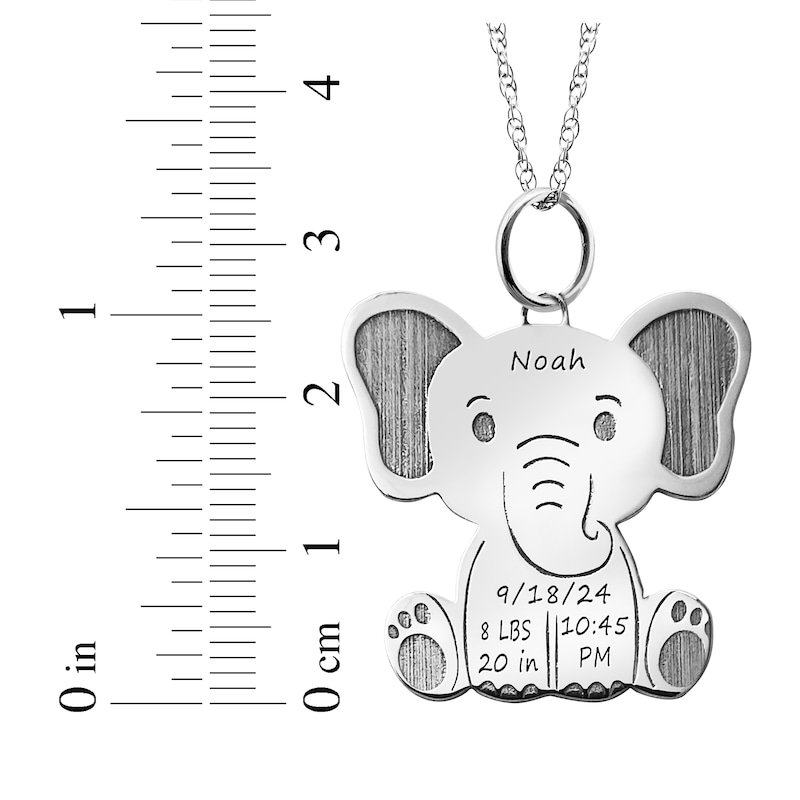 Main Image 4 of Elephant Baby Birth Stats Necklace Sterling Silver (Name, Birth Date, Length and Weight)