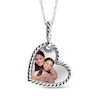 Thumbnail Image 1 of Photo Heart Disc with Rope Edge Necklace Sterling Silver