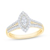 Thumbnail Image 1 of Multi-Diamond Marquise Halo Engagement Ring 3/8 ct tw 10K Yellow Gold