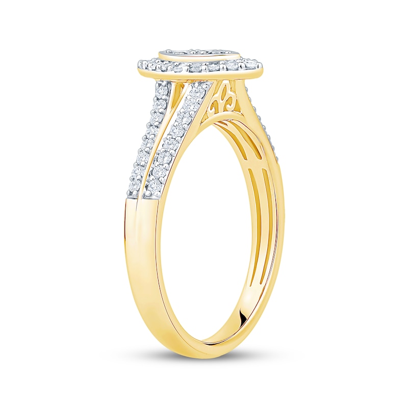 Main Image 2 of Multi-Diamond Marquise Halo Engagement Ring 3/8 ct tw 10K Yellow Gold