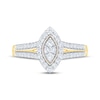 Thumbnail Image 3 of Multi-Diamond Marquise Halo Engagement Ring 3/8 ct tw 10K Yellow Gold